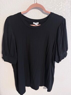 Daily Ritual Black Puff Sleeve Stretch Jersey Tee Size XXL